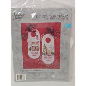 Vintage Candamar Designs Welcome to Our House Cross Stitch Doorknob Decor Kit